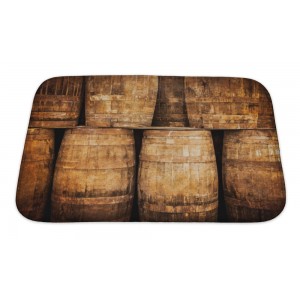 Gear New Vintage Stacked Whisky Barrels in Monochrome Vintage Style Bath Rug GERN3759